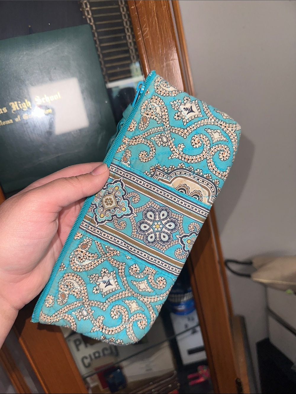 Vera Bradley Turquoise Paisley Zip Pouch